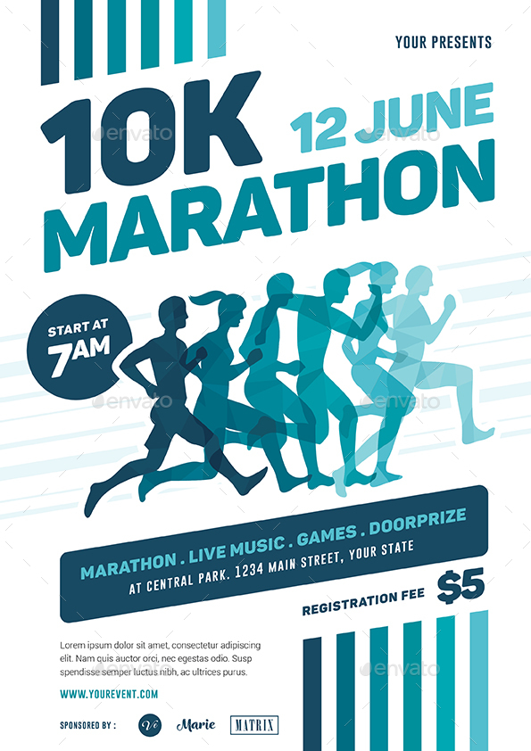 Marathon Event Flyer Template, Print Templates | GraphicRiver